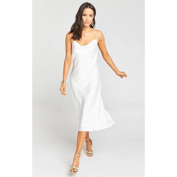 Show Me Your Mumu Verona Cowl Dress Ivory Luxe Satin M - Picture 1 of 3